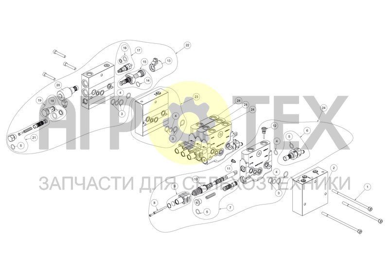 Гидрораспределитель LSC 90 - 4 Секции (DO6D9L4NSS0000016) (№3 на схеме)